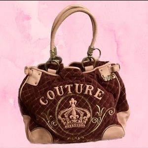 A beautiful Juicy Couture Handbag with Light Purple Velvet and Pink Faux Leather
